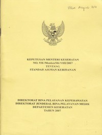 Image of Keputusan Menteri Kesehatan Indonesia No.938/MENKES/VII/2007 tentang standar asuhan kebidanan